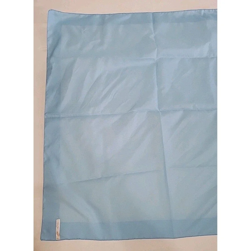 Vintage Italian Square Scarf 100% Polyester Solid Blue 26.5